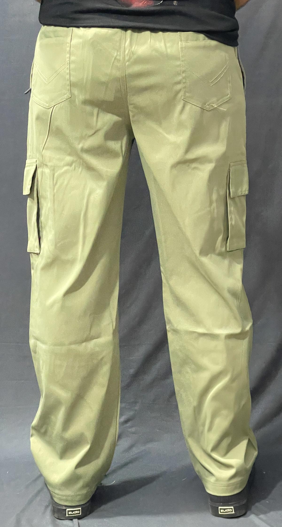 LIGHT GREEN PLAIN 6 POCKET BAGGY JEANS 325 P148