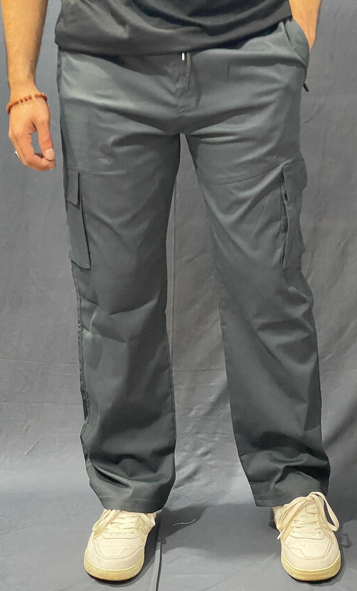 DARK GREY PLAIN 6 POCKET BAGGY JEANS 326 P148