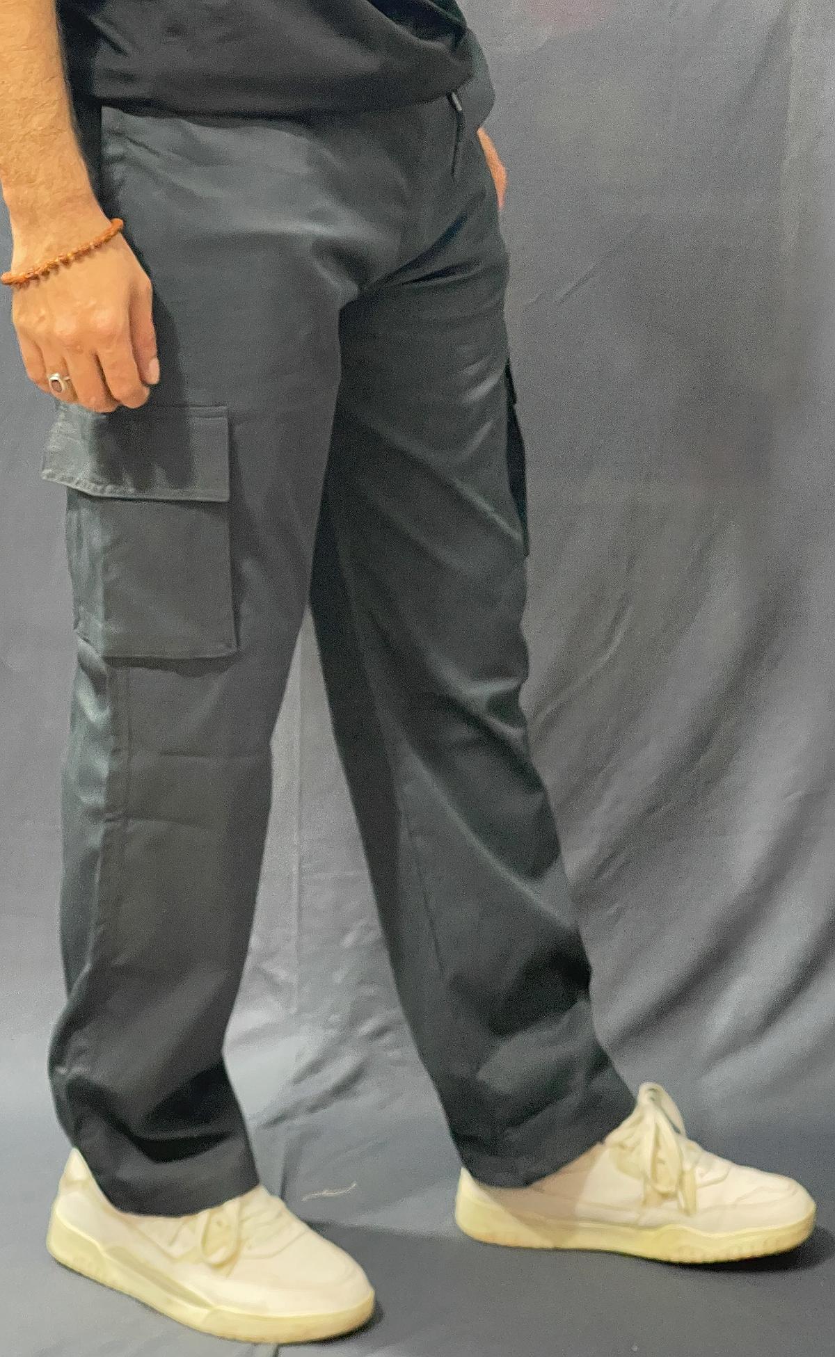 DARK GREY PLAIN 6 POCKET BAGGY JEANS 326 P148