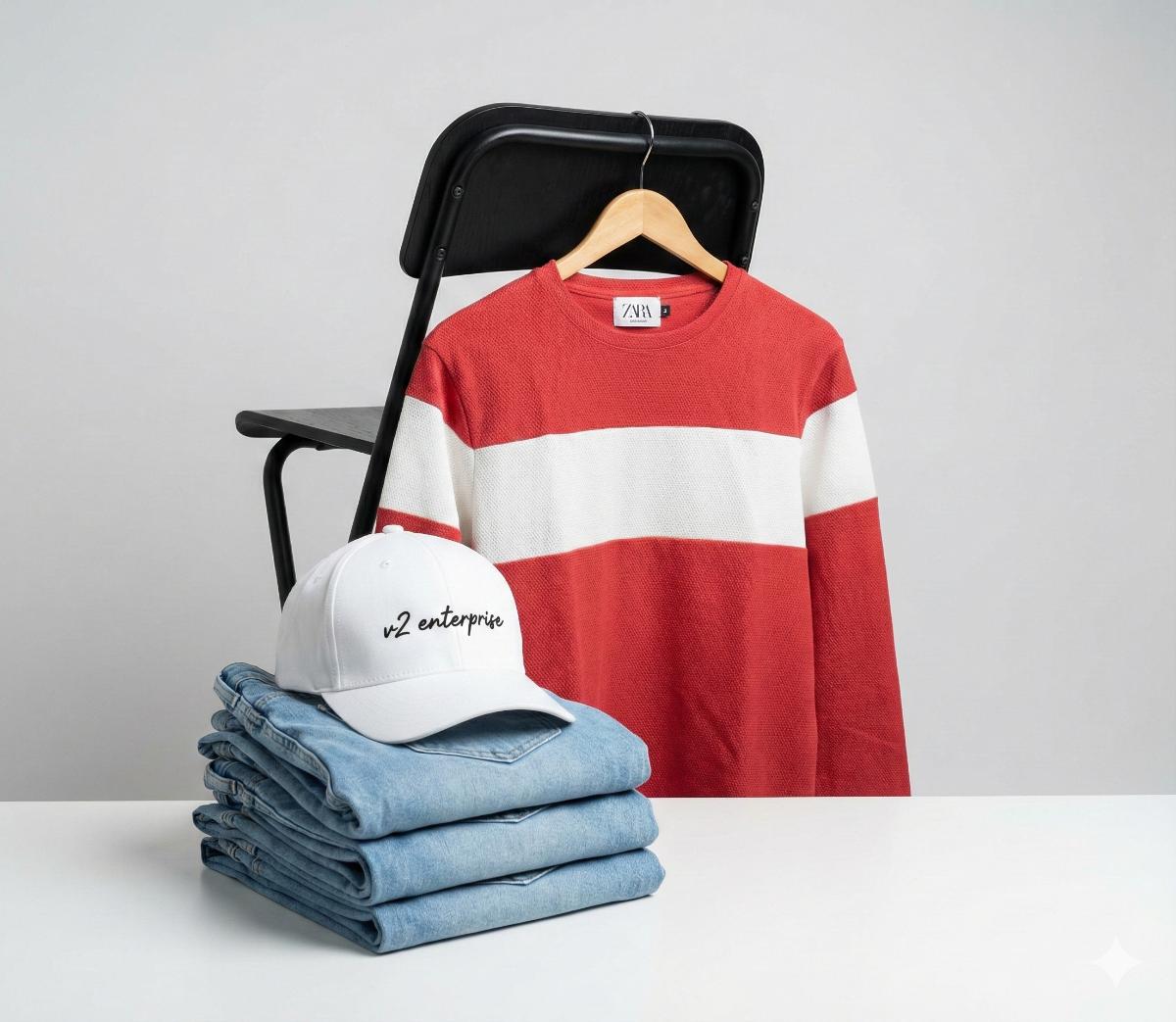 RED & WHITE FULL SLEEVE PRINTED TSHIRT 338 P155
