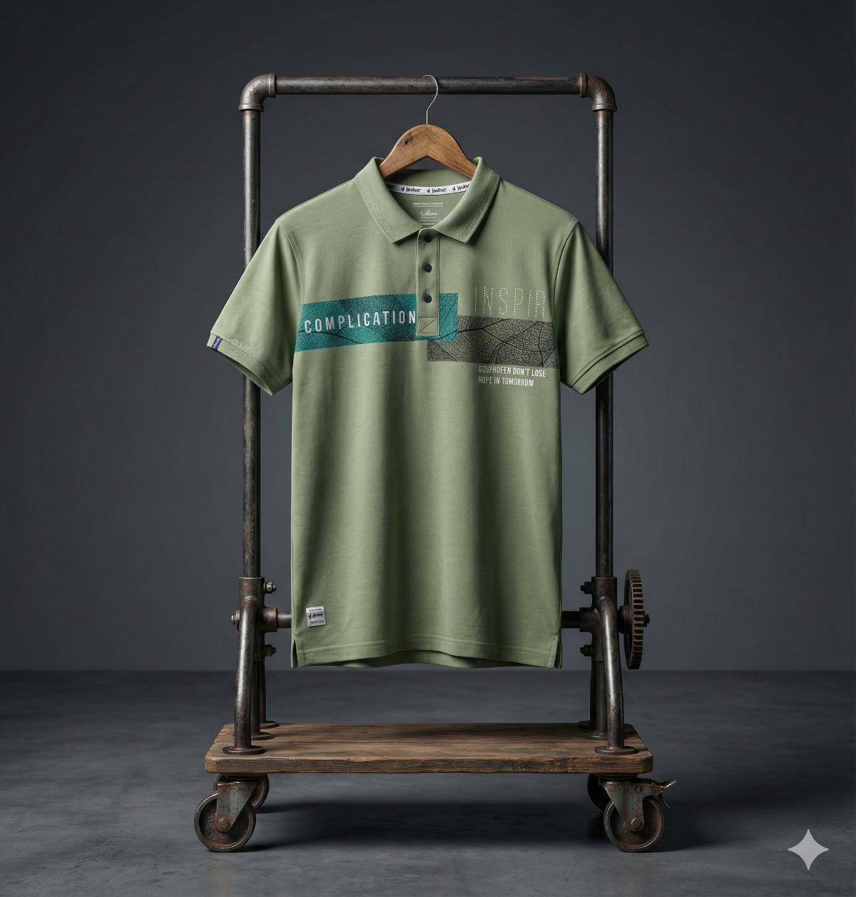 LITE GREEN HALF SLEEVE PRINTED TSHIRT 344 P127