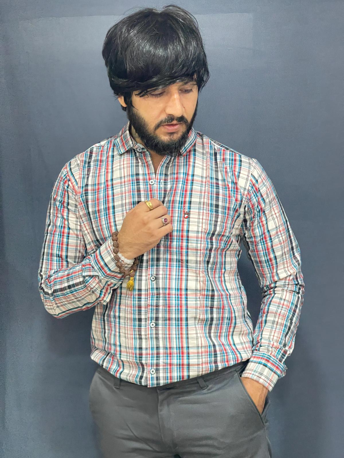LITE GREY MULTI CHECKS SHIRT 354 P4