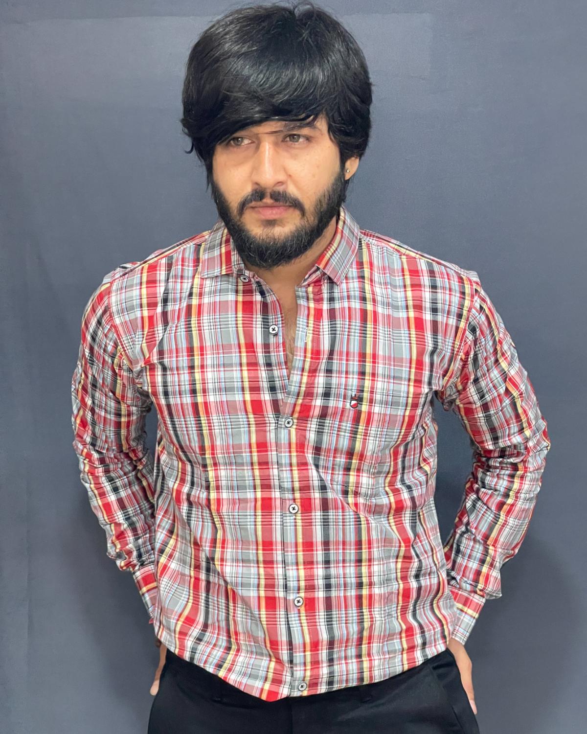 RED & GREY MULTI CHECKS SHIRT 355 P4