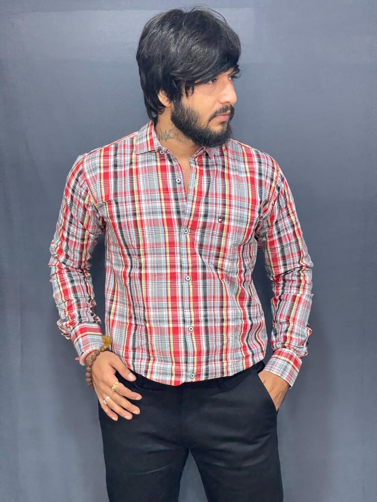RED & GREY MULTI CHECKS SHIRT 355 P4