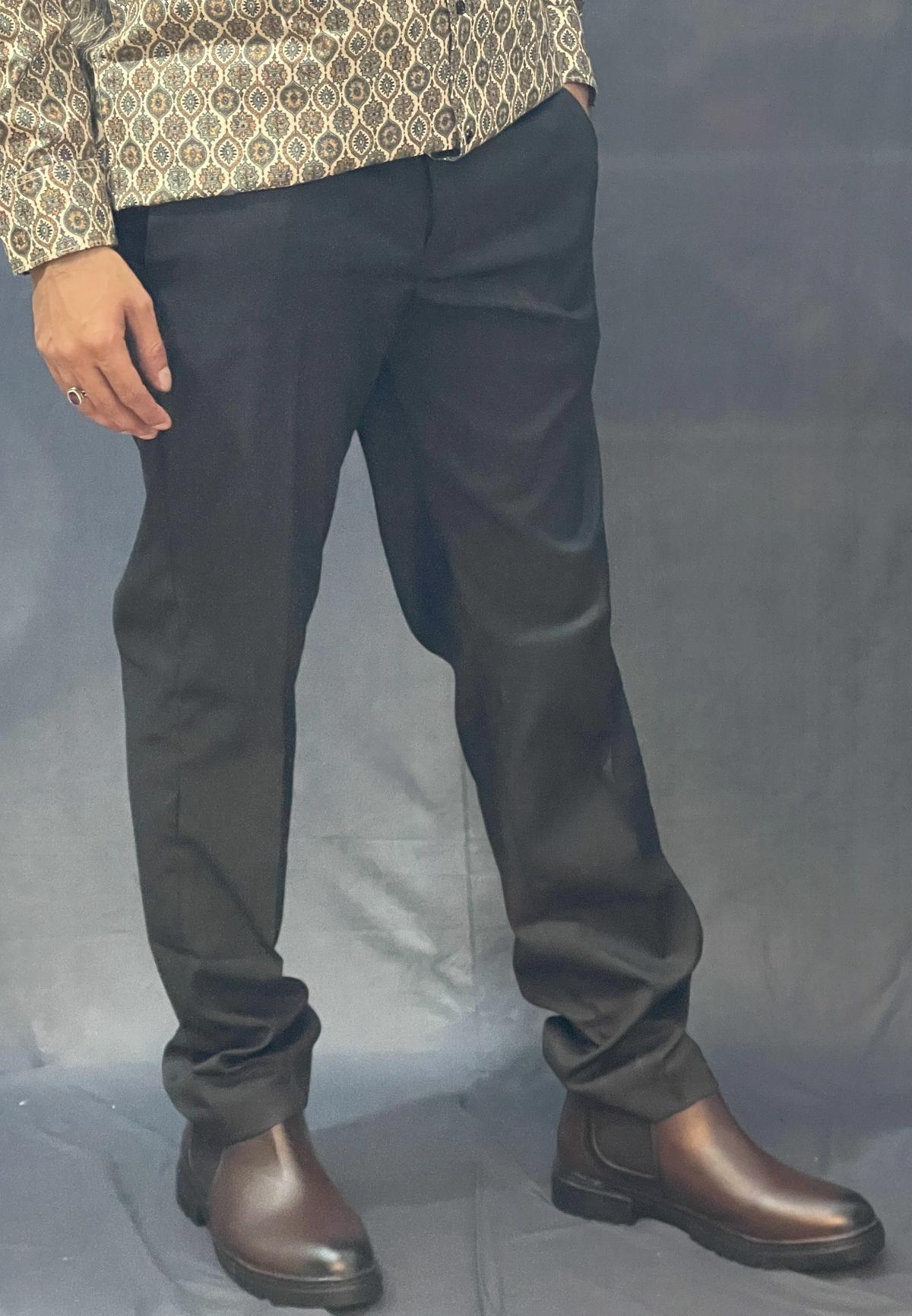 BLACK COTTON FORMAL PLAIN PANT 392 P157