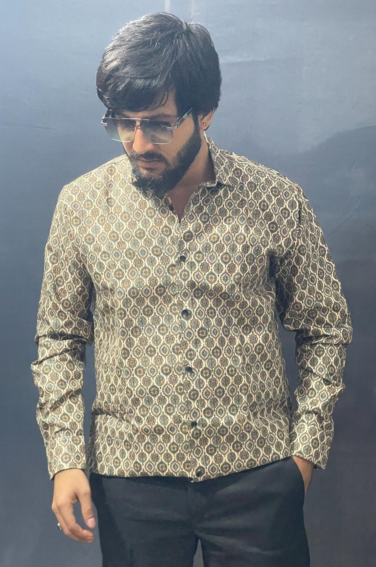 CREAM & COFFEE PRINTED SHIRT 392 P81