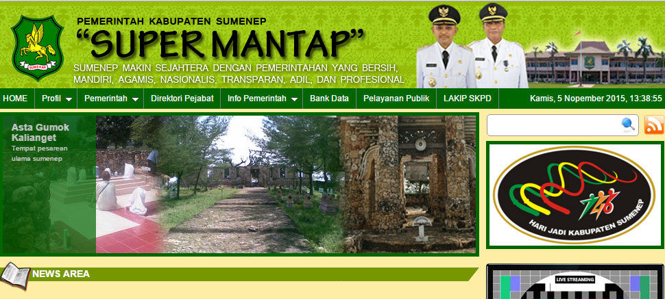 Wajah Busyro dan Super Mantap Masih Mejeng di situs Pemkab