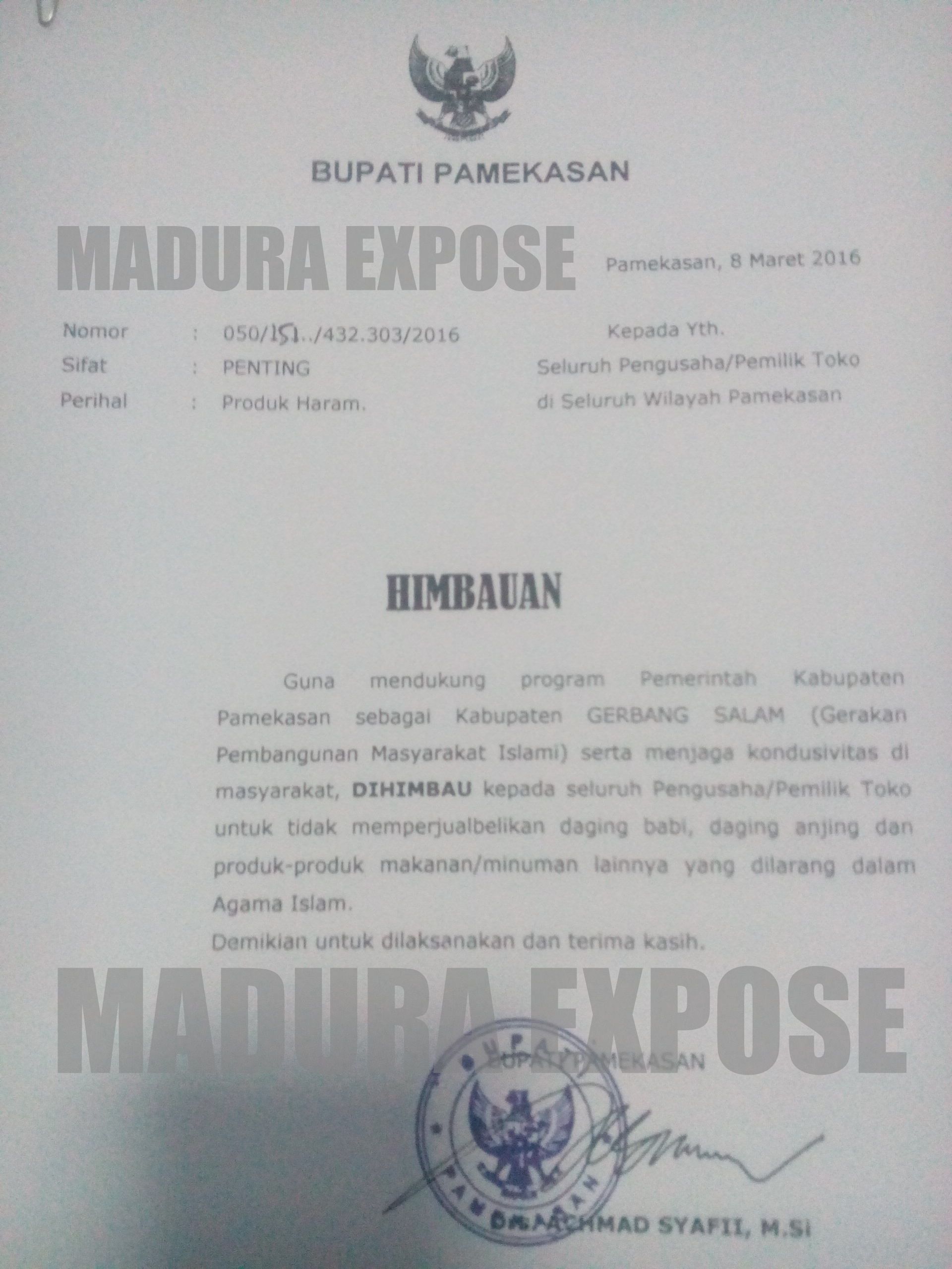 HIMBAUAN-BUPATI-PAMEKASAN-SOAL-DAGING-BABI