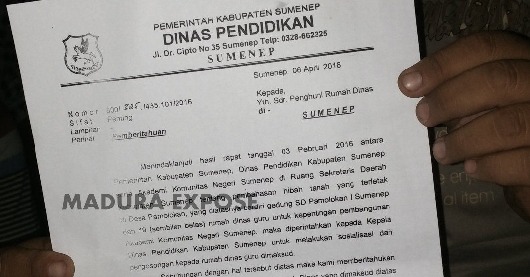 Aneh,Drs.H.A.Shadik, MSi Diperintah Kepala Dinas Pendidikan Sumenep