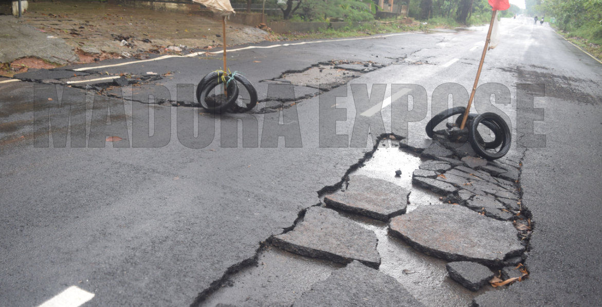 Diduga Terlalu Tipis, Pengaspalan Baru di Jalan Raya Lenteng Hancur