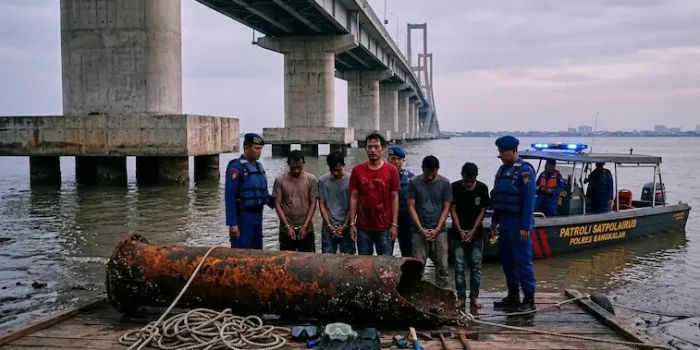 Tokoh masyarakat H. Yasin Marsely memberikan keterangan terkait dugaan korupsi pembebasan lahan proyek Suramadu-Socah di Bangkalan.