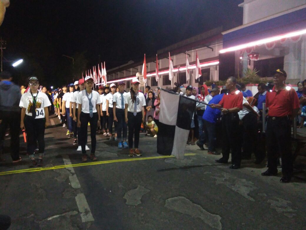 Koramil Kalianget Kawal Ratusan Peserta  Gerak Jalan
