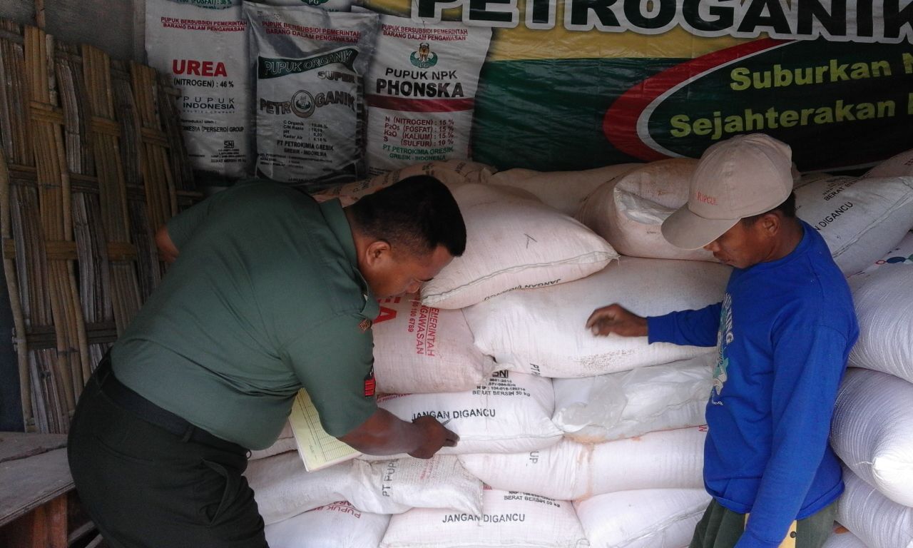 Babinsa Pragaan lakukan pengecekan pupuk Bersubsidi ‎ ‎