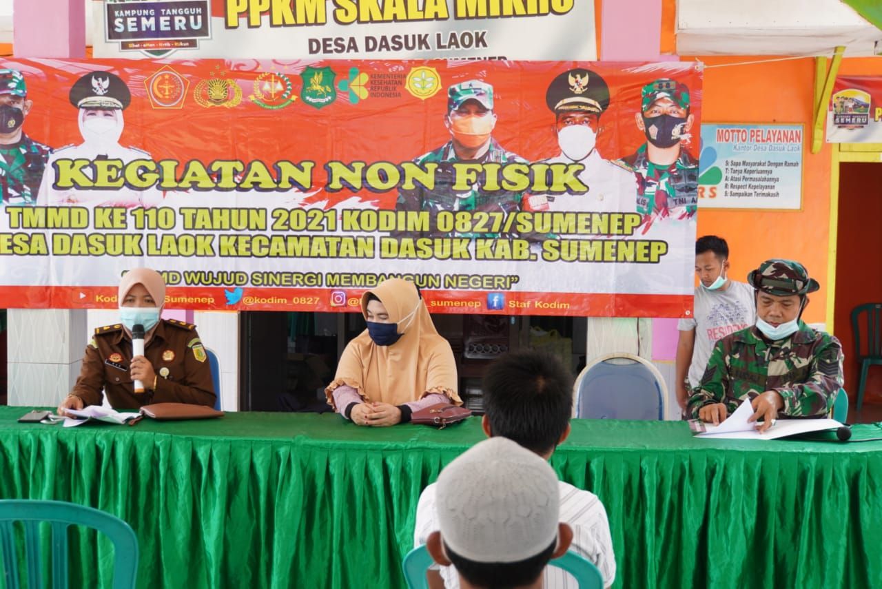 Kades Dasuk Laok Apresiasi Kegiatan Non Fisik TMMD Ke-110 Kodim 0827 Sumenep