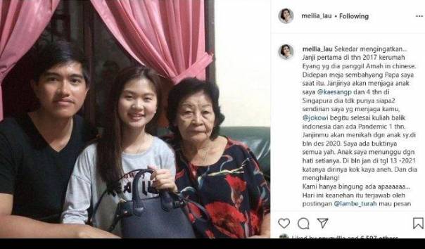 Meilia Lau Sebut Kaesang Ingkar Janji Nikahi Putrinya