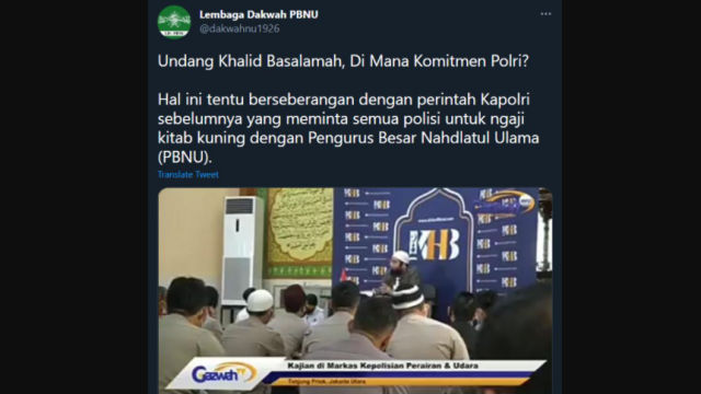 Lembaga Dakwah PBNU Protes Polri Undang Ustadz Khalid Basalamah Berceramah