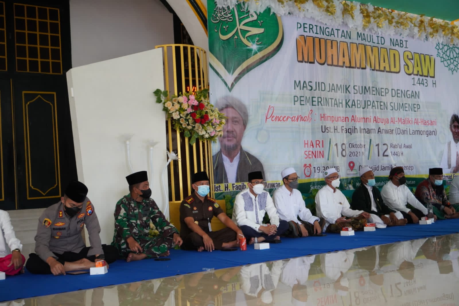Dandim 0827 Dampingi Bupati Fauzi Hadiri Peringatan Maulid Nabi di Masjid Jamik Sumenep