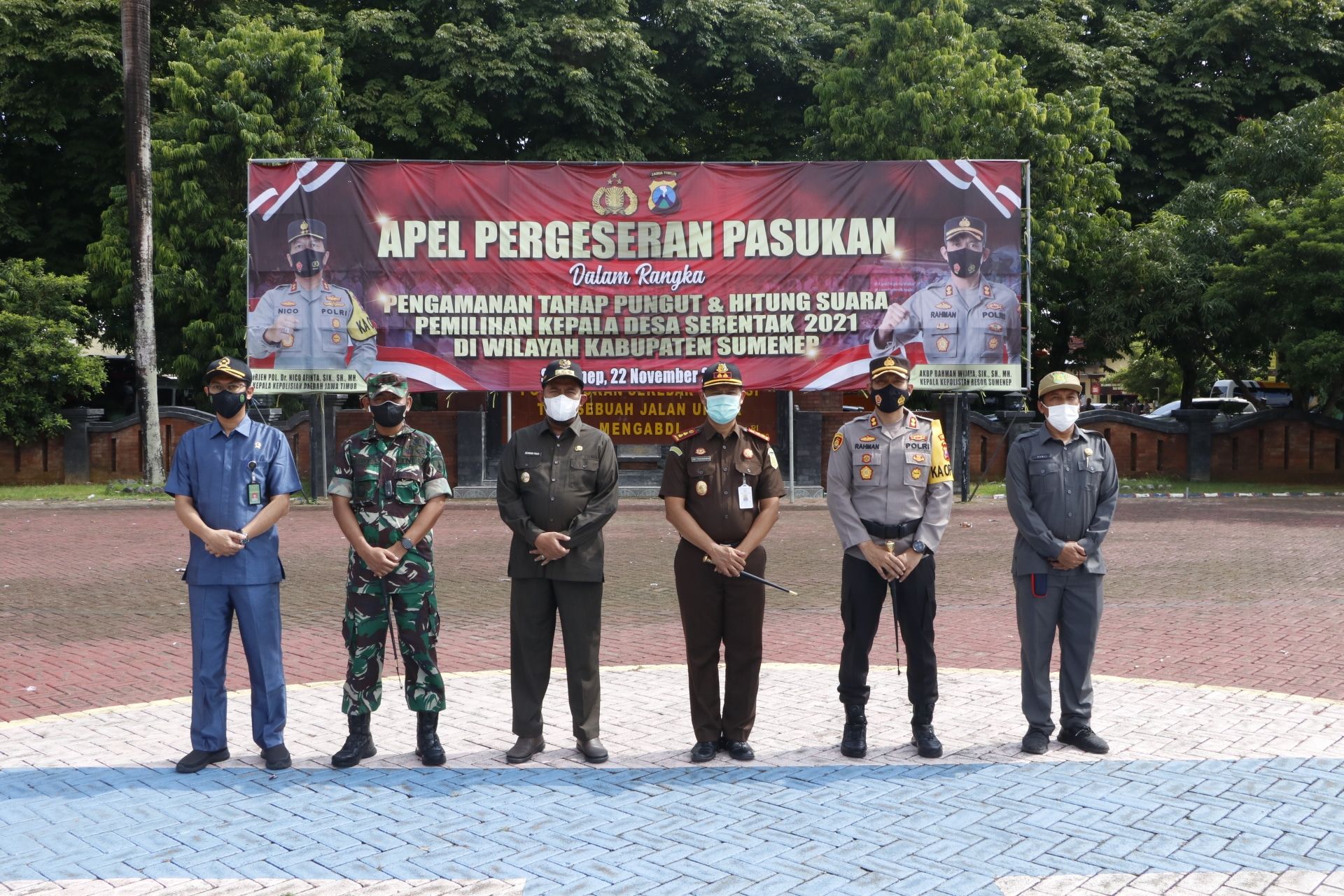 Dandim 0827 Sumenep Hadiri Apel Serpas Pam Tahap Pungut dan Hitung Suara Pilkades Serentak 2021