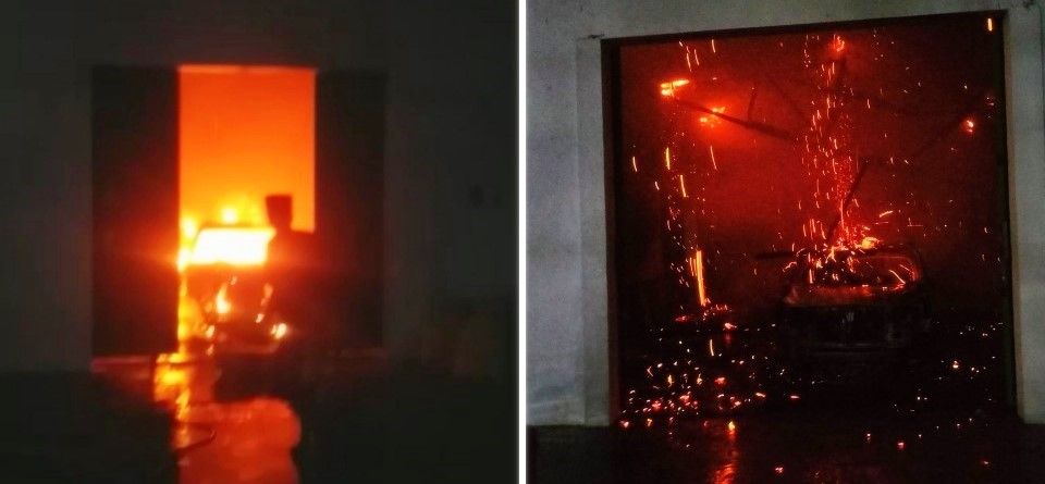Mencurigakan! Ada Suara Ledakan Sebelum Mobil Innova Terbakar Digudang Tembakau Kapedi