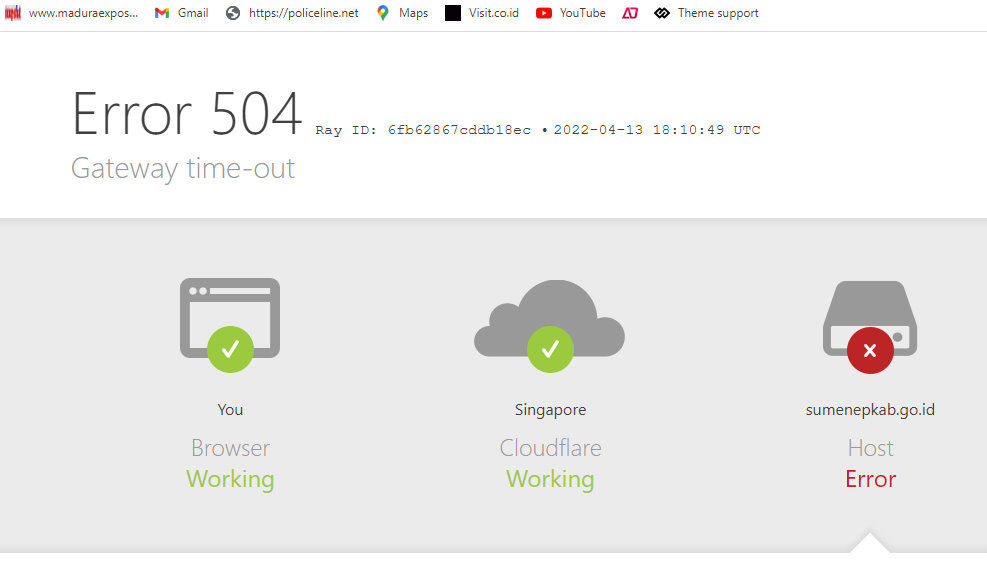 Situs Resmi Pemkab Sumenep Error 504 Gateway Timeout