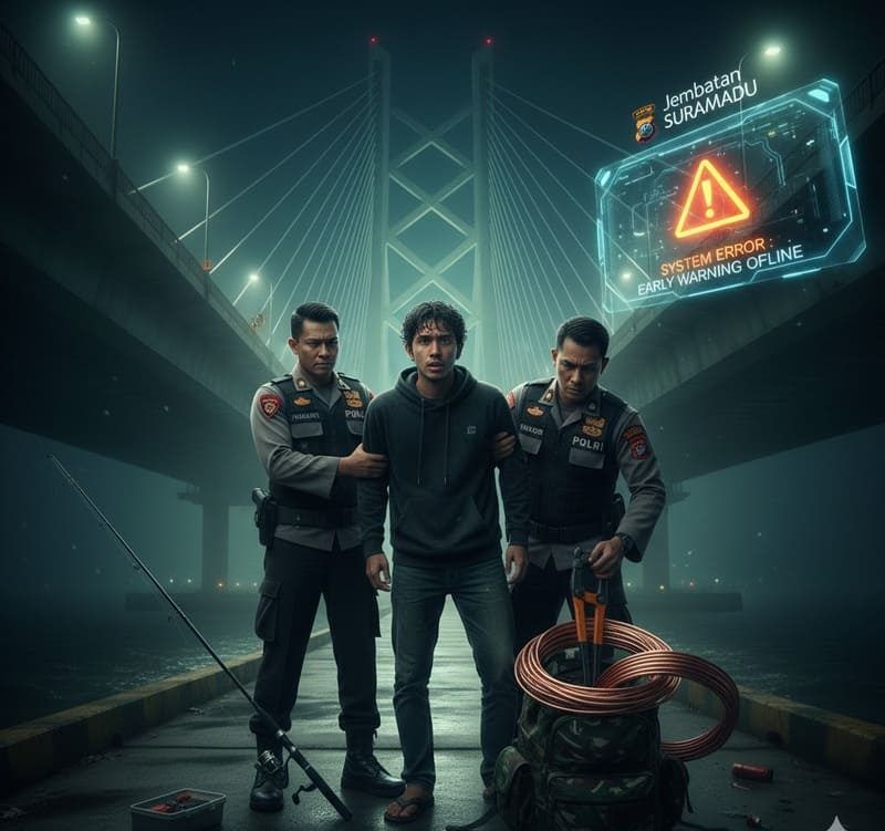 Berpura-pura Memancing, Pemuda 18 Tahun Gasak Kabel Jembatan Suramadu Senilai Rp299 Juta