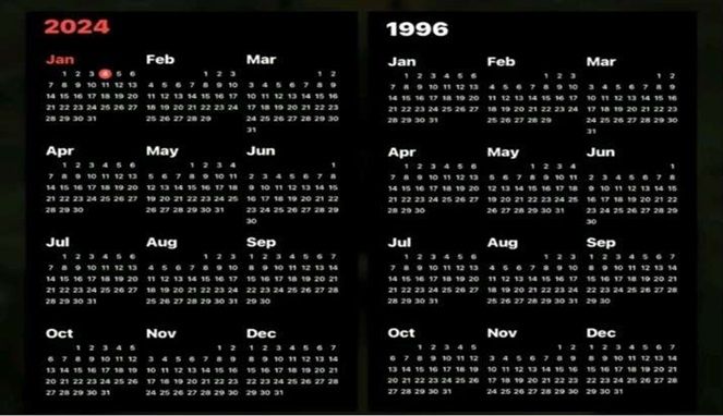 Heboh, Kalender 2024 Ada Kesamaan dengan Tahun 1996, Netizen Takut Peristiwa Ini Terulang