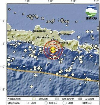 Blitar Diguncang Gempa Mag 4.8, Kedalaman 87 KM