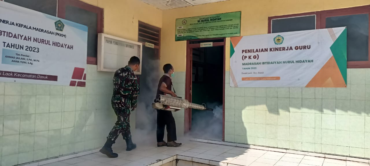 Cegah  Penyakit DBD, Babinsa 0827/12 Dasuk Dampingi Nakes Fogging