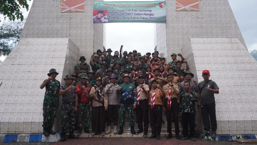 Karya Bakti Kolaborasi, TNI di Sumenep Bersihkan TMP Jokotole Sumenep