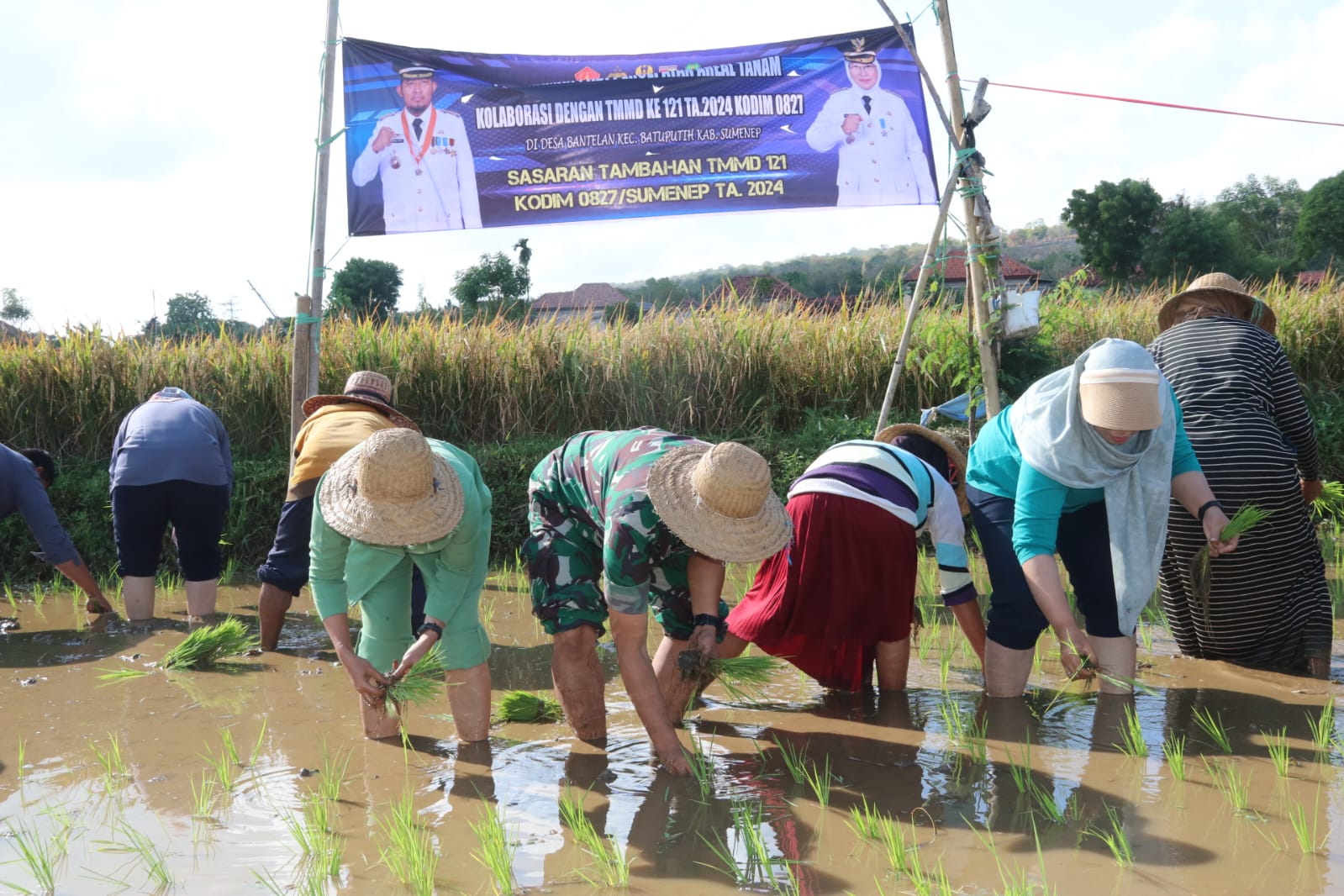 Penanaman Padi Program Unggulan KASAD Jadi Sasaran Tambahan TMMD 121