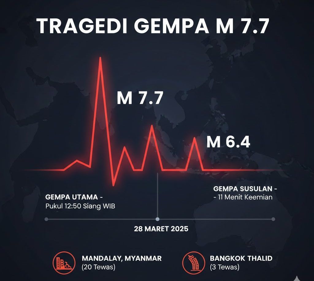 Tragedi Gempa M 7,7 Mandalay: 23 Nyawa Melayang, Gedung Pencakar Langit di Bangkok Runtuh