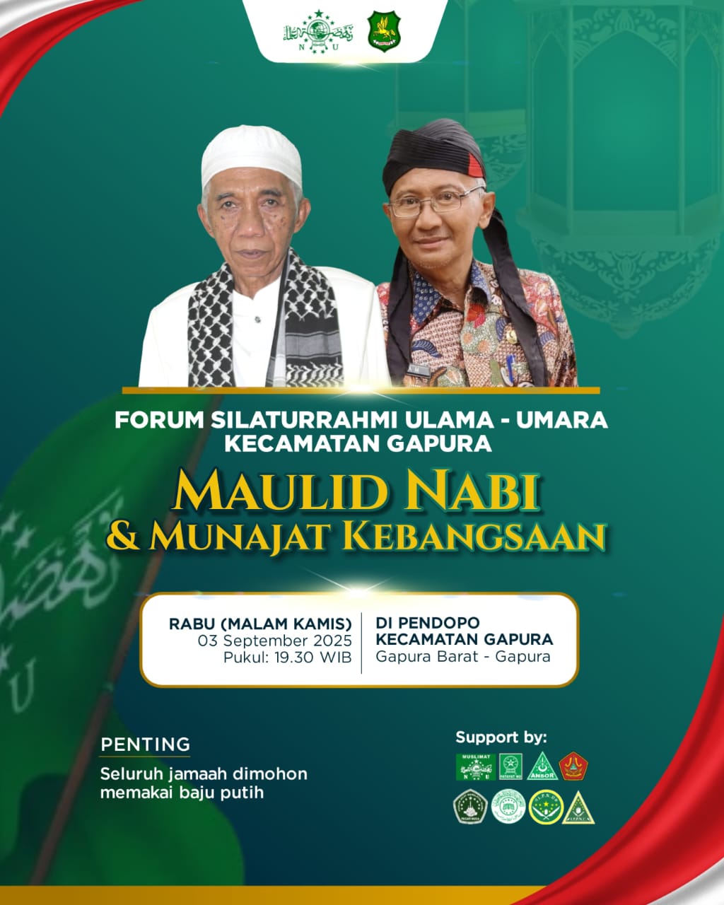 Malam Ini , Maulid Nabi dan Munajat Kebangsaan di Pendopo Kecamatan Gapura