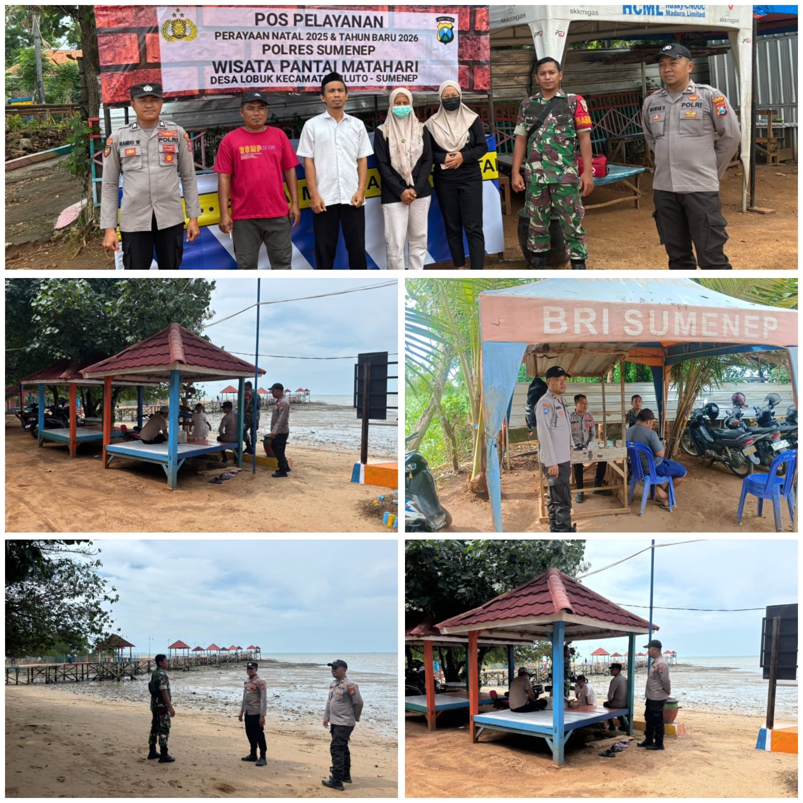 Kompak Babinsa Koramil 04/Bluto Kopda Rifai Bersama Polsek Bluto Laksanakan PAM Nataru di Pantai Matahari