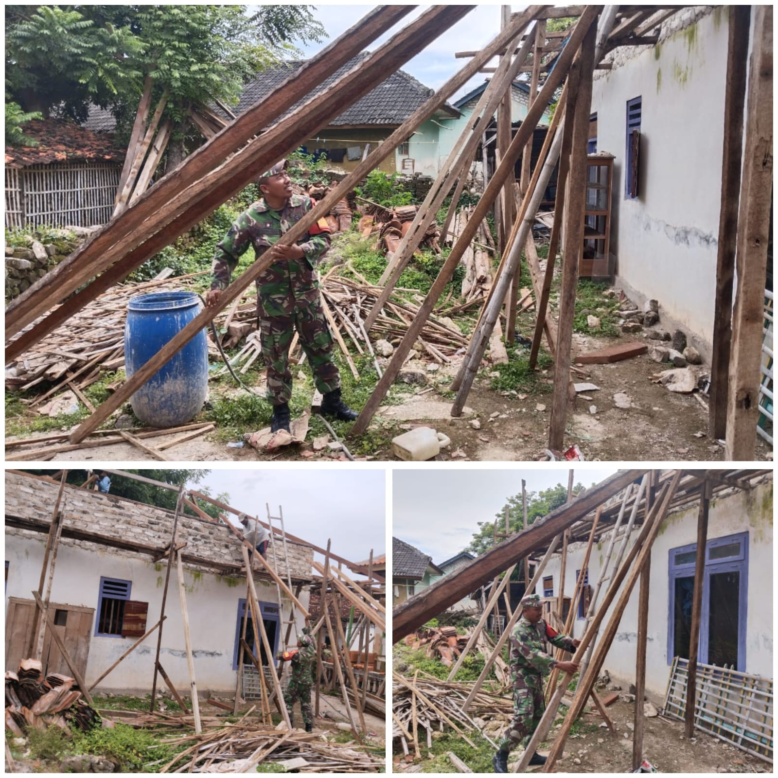 Babinsa Raas Bantu Warga Bangun Atap Rumah, Hadirkan Kepedulian di Tengah Keterbatasan
