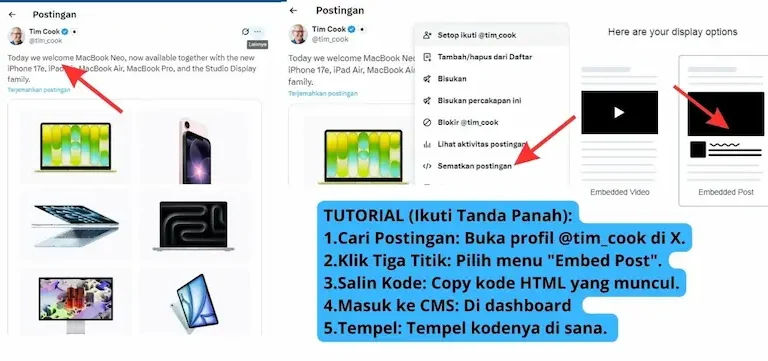 Anti Ribet! Jurus Jitu Embed Postingan X Tim Cook ke Website Tanpa Bikin Lemot