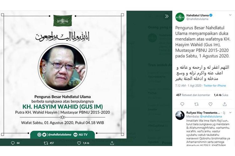 Adik Bungsu Gus Dur Meninggal Dunia, Begini Kata PWNU Jatim
