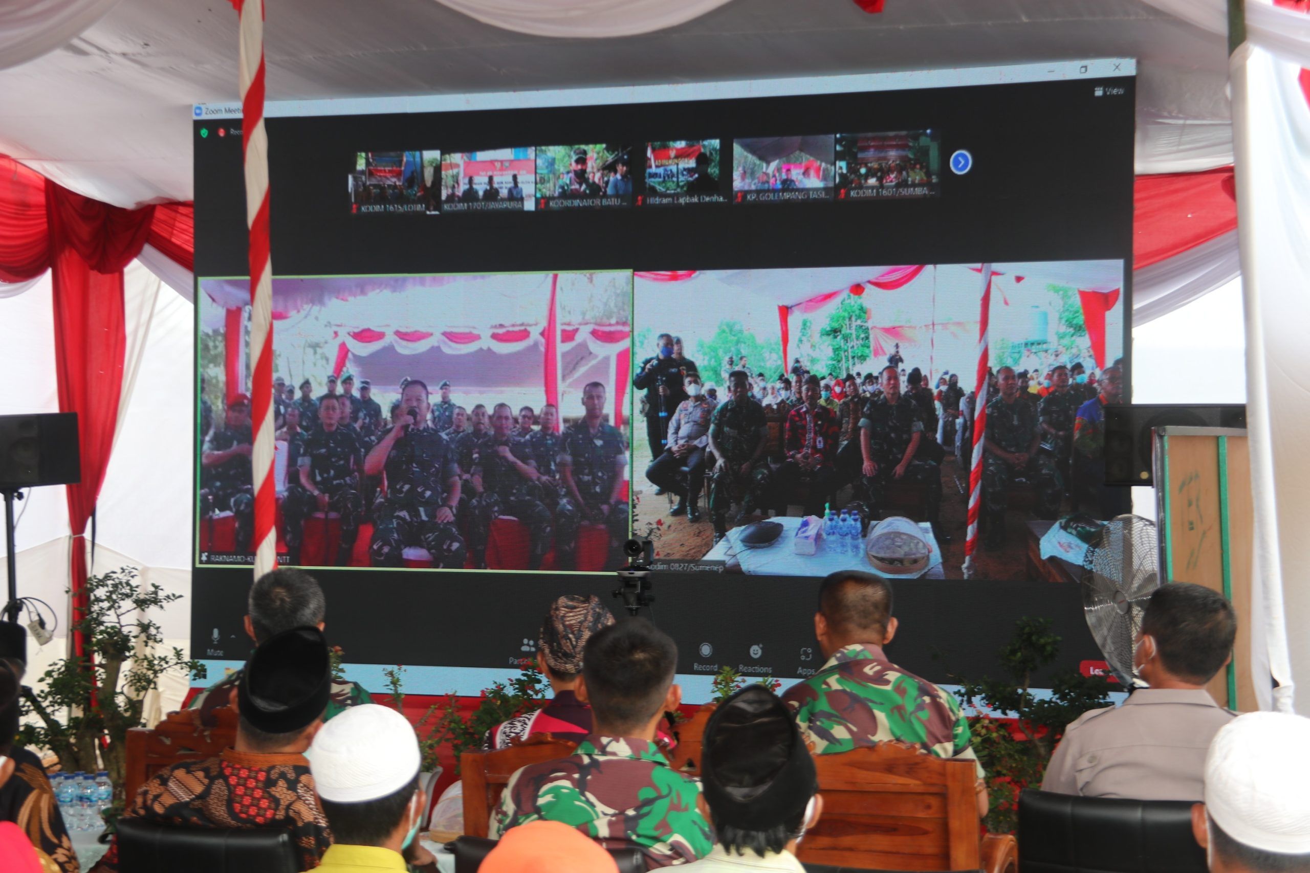 Video Conference, Peresmian  Sumur Bor Raknamo Oleh KASAD di Desa Bantelan Sumenep