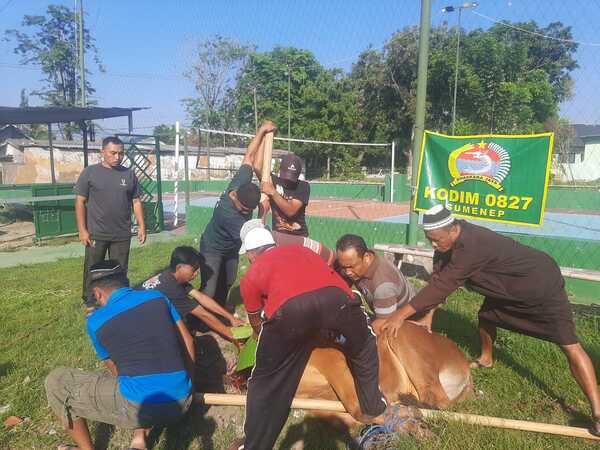 Kodim 0827/Sumenep Bagikan Ratusan Kantong Daging Kurban Kodim 0827/Sumenep Bagikan Ratusan Kantong Daging Kurban