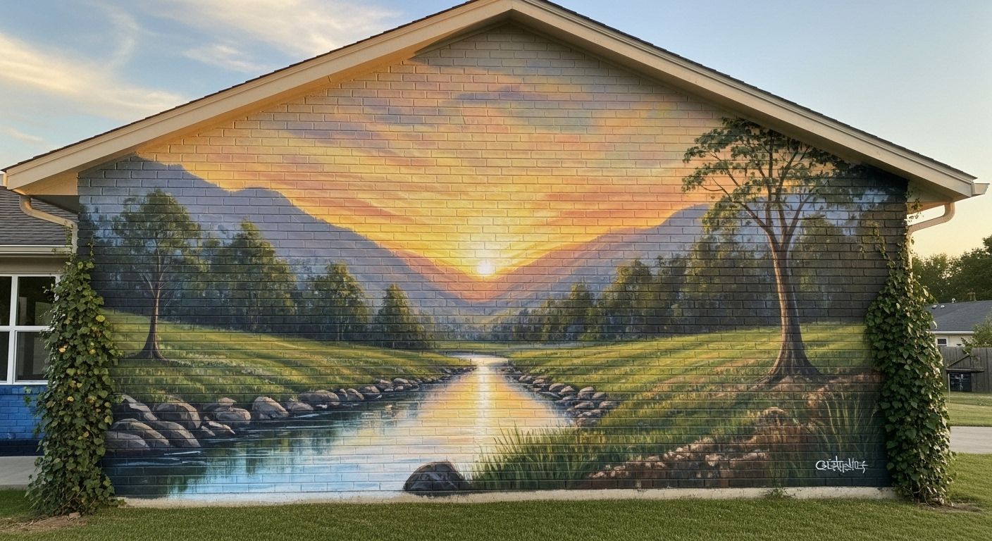 house outside wall art