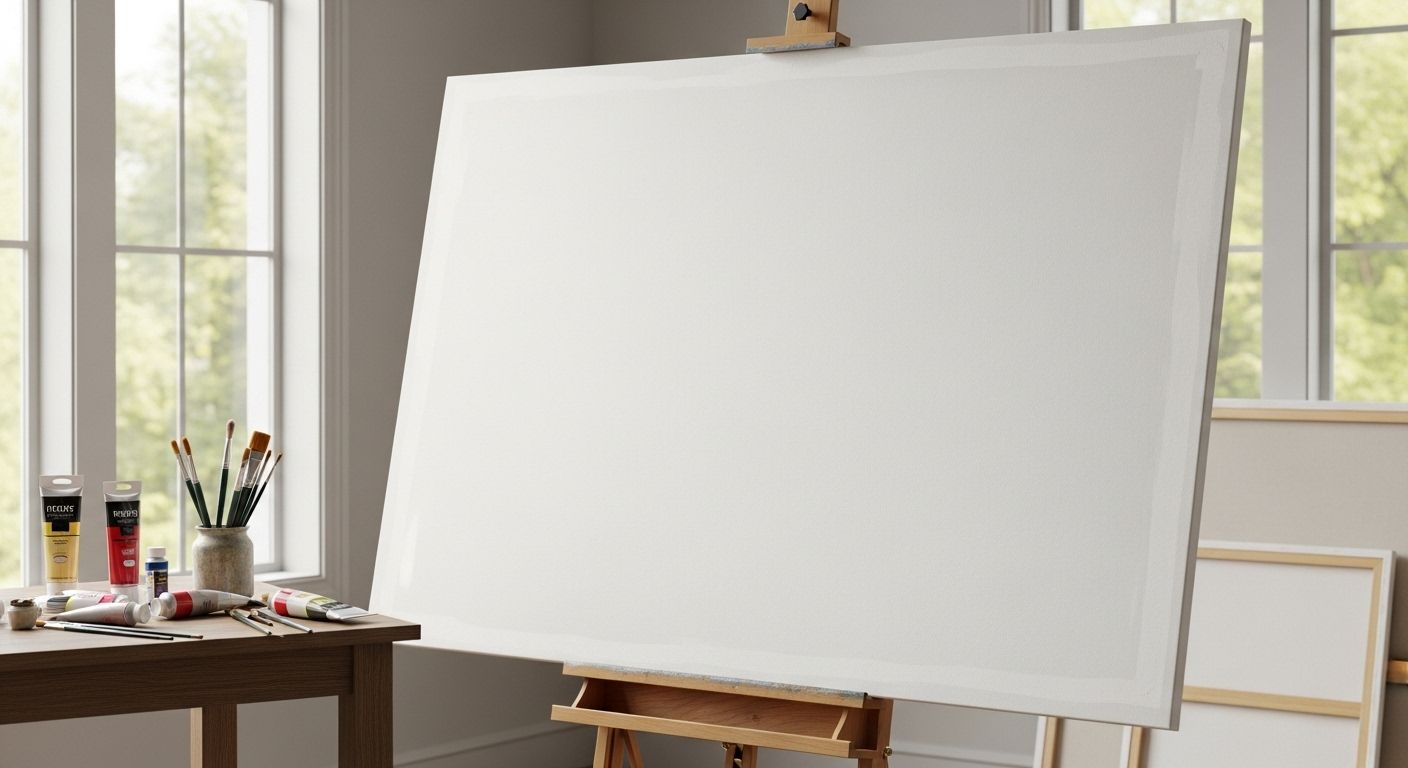 large blank canvas painting
