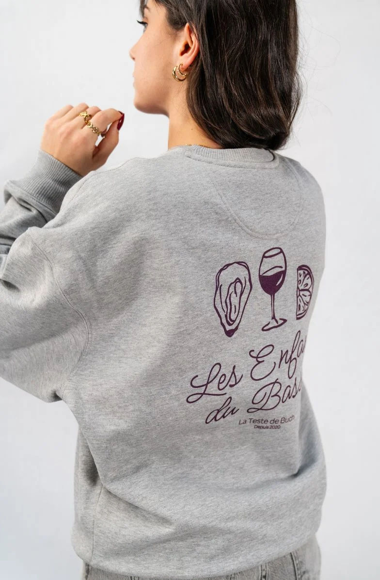 Pull col rond imprimé en sérigraphie pour les Enfants du Bassin