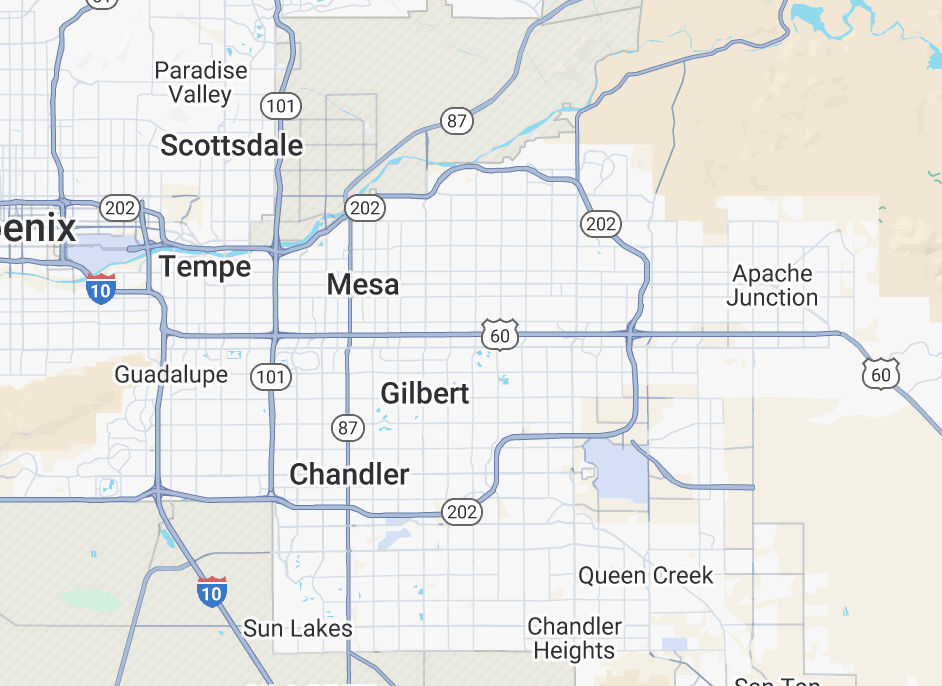 We service the east valley of Phoenix, Arizona