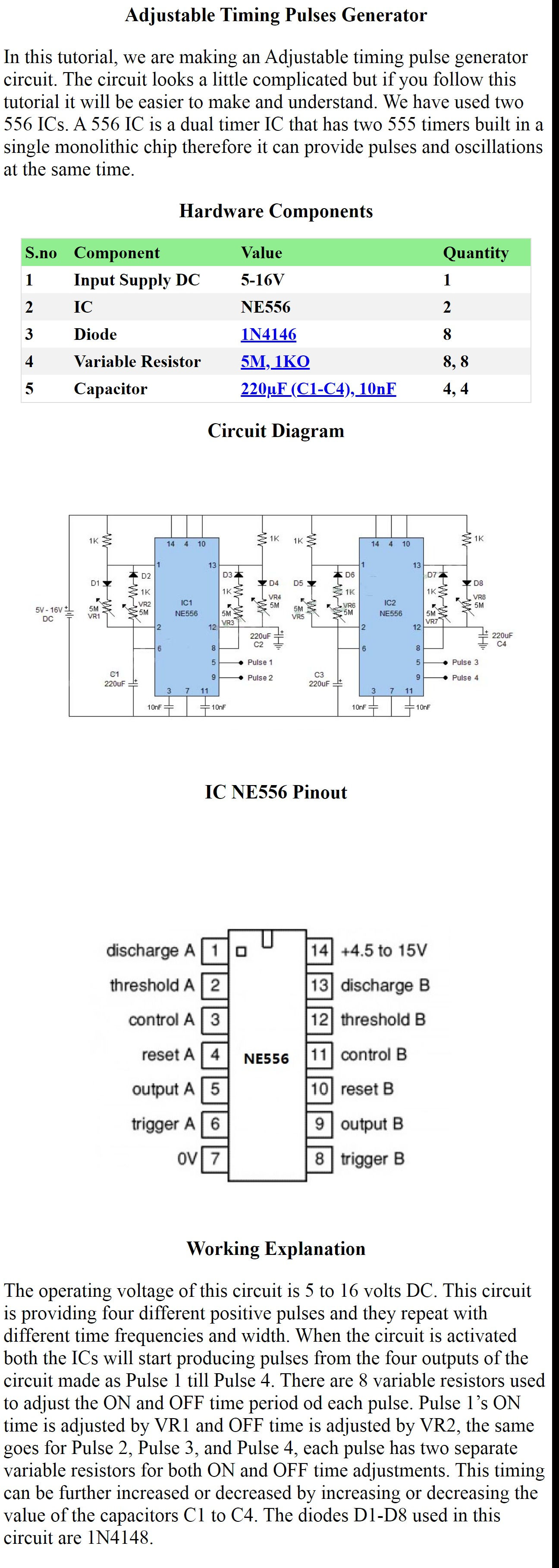 Adjustable Timing Pulses Generator