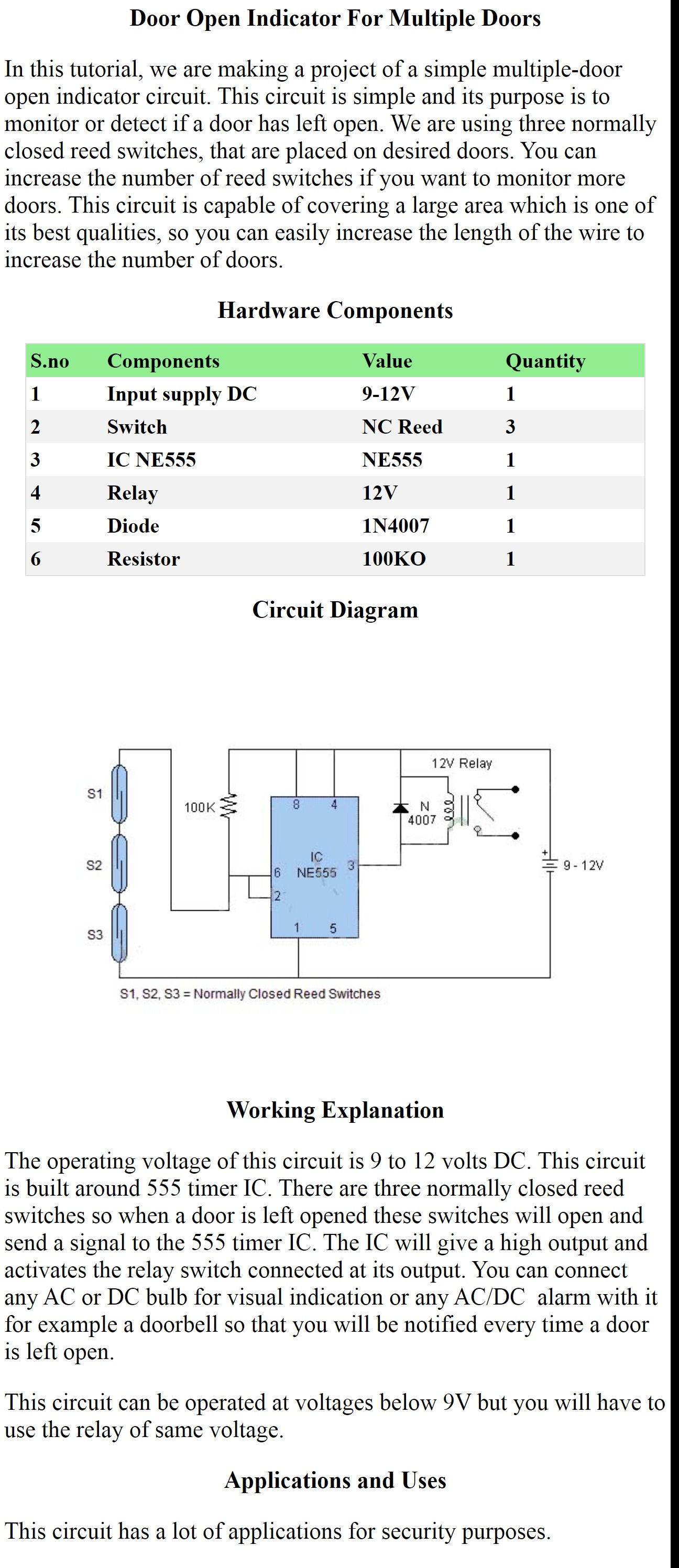 Door Open Indicator For Multiple Doors