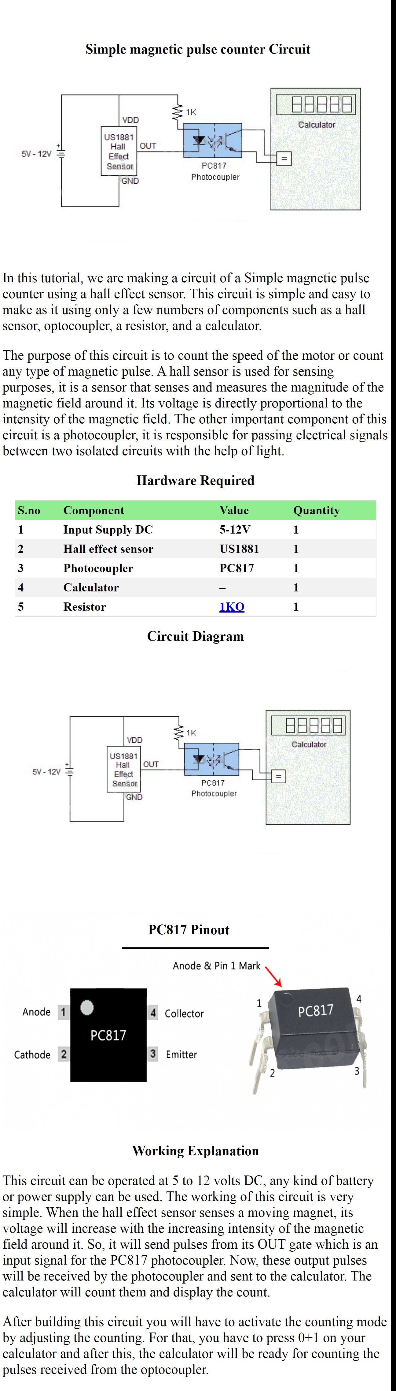 Magnetic Pulse Counter Circuit