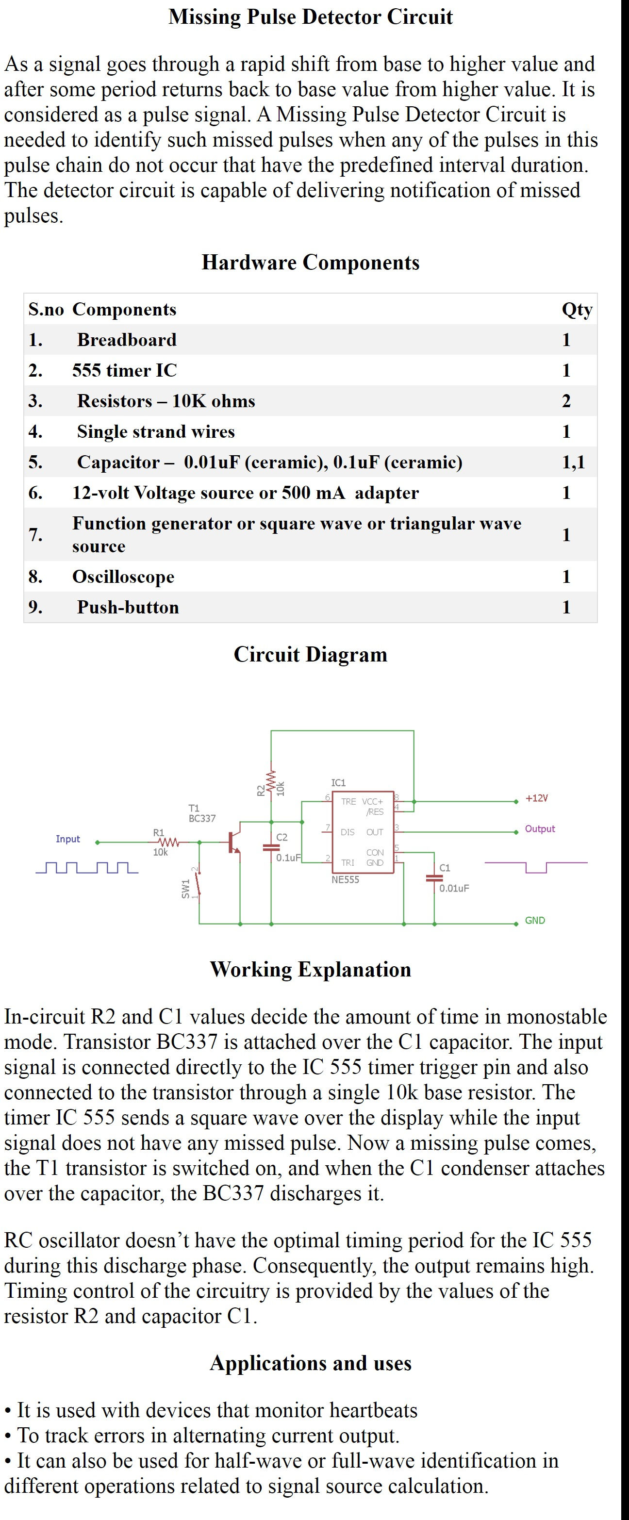Missing Pulse Detector Circuit