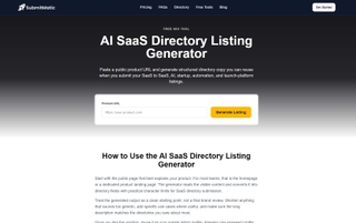 AI SaaS Directory Listing Generator screenshot