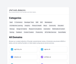 Shelved Domains screenshot