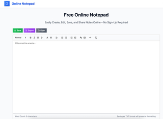 Online Notepad share screenshot