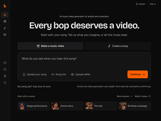 HeyBop.ai: Turn your song into an AI music video, cut to the beat. screenshot